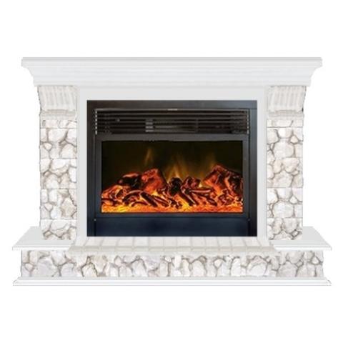 Fireplace Гленрич Панорама 28 New flame камень-Карелия/цвет-Белый 