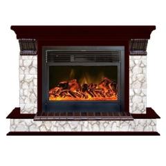 Fireplace Гленрич Панорама 28 New flame камень-Карелия/цвет-Красное дерево