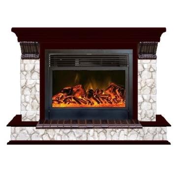 Fireplace Гленрич Панорама 28 New flame камень-Карелия/цвет-Красное дерево 