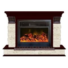 Fireplace Гленрич Панорама 28 New flame камень-Мисхор/цвет-Красное дерево