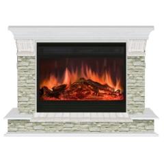 Fireplace Гленрич Панорама 33 Premier S33 камень-Грот однотонный/цвет-Беленный дуб