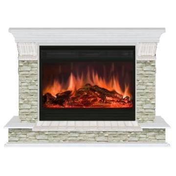 Fireplace Гленрич Панорама 33 Premier S33 камень-Грот однотонный/цвет-Беленный дуб 