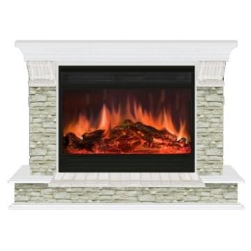 Fireplace Гленрич Панорама 33 Premier S33 камень-Грот однотонный/цвет-Белый 