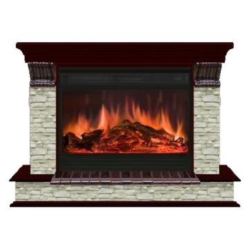 Fireplace Гленрич Панорама 33 Premier S33 камень-Грот однотонный/цвет-Красное дерево 