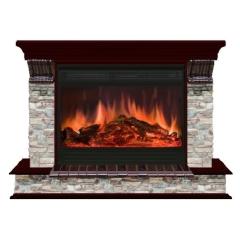 Fireplace Гленрич Панорама 33 Premier S33 камень-Грот цветной/цвет-Красное дерево