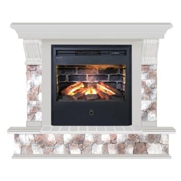 Fireplace Гленрич Панорама Samba 3D камень-Арбат/цвет-Беленный дуб 