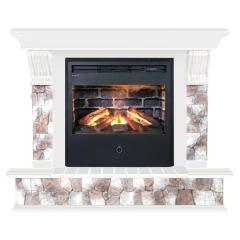 Fireplace Гленрич Панорама Samba 3D камень-Арбат/цвет-Белый