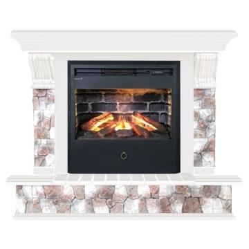 Fireplace Гленрич Панорама Samba 3D камень-Арбат/цвет-Белый 