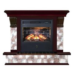 Fireplace Гленрич Панорама Samba 3D камень-Арбат/цвет-Красное дерево
