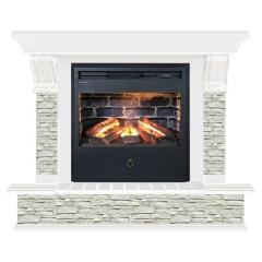 Fireplace Гленрич Панорама Samba 3D камень-Грот однотонный/цвет-Белый