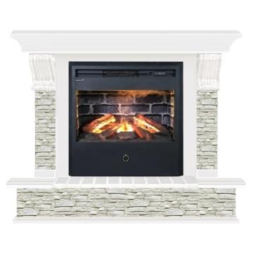 Fireplace Гленрич Панорама Samba 3D камень-Грот однотонный/цвет-Белый 