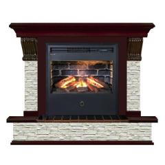 Fireplace Гленрич Панорама Samba 3D камень-Грот однотонный/цвет-Красное дерово