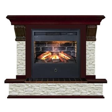 Fireplace Гленрич Панорама Samba 3D камень-Грот однотонный/цвет-Красное дерово 