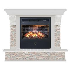 Fireplace Гленрич Панорама Samba 3D камень-Грот цветной/цвет-Беленный дуб