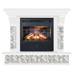 Fireplace Гленрич Панорама Samba 3D камень-Карелия/цвет-Белый