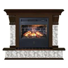 Fireplace Гленрич Панорама Samba 3D камень-Карелия/цвет-Дуб 46