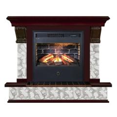 Fireplace Гленрич Панорама Samba 3D камень-Карелия/цвет-Красное дерево
