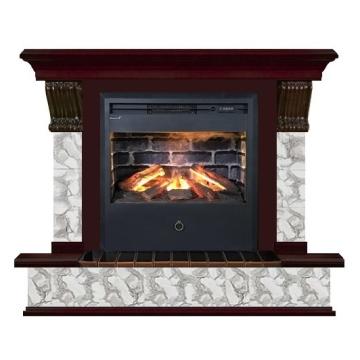 Fireplace Гленрич Панорама Samba 3D камень-Карелия/цвет-Красное дерево 