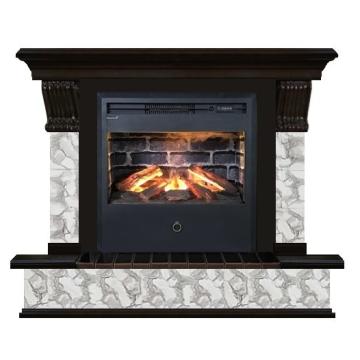 Fireplace Гленрич Панорама Samba 3D камень-Карелия/цвет-Венге 