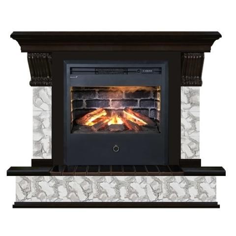 Fireplace Гленрич Панорама Samba 3D камень-Карелия/цвет-Венге 