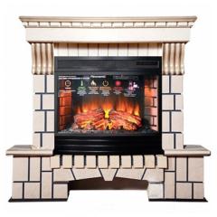 Fireplace Interflame Экстер Panoramic 25 с золотой патиной