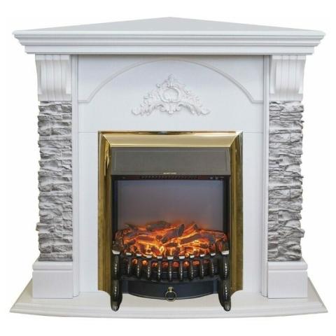 Fireplace Realflame Athena Corner WT-511 Fobos Lux Brass 