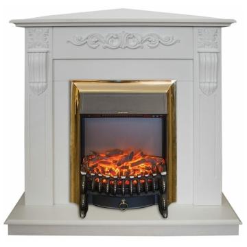 Fireplace Realflame Dominica WT Corner Fobos S Lux Brass 