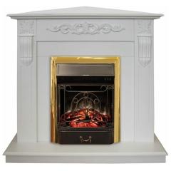 Fireplace Realflame Dominica WT Corner Majestic S Lux Brass
