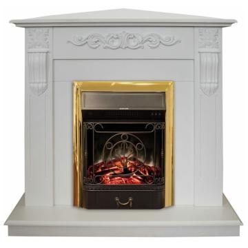 Fireplace Realflame Dominica WT Corner Majestic S Lux Brass 