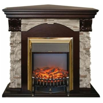 Fireplace Realflame Dublin ROCK Corner 24 AO Fobos Lux Brass 