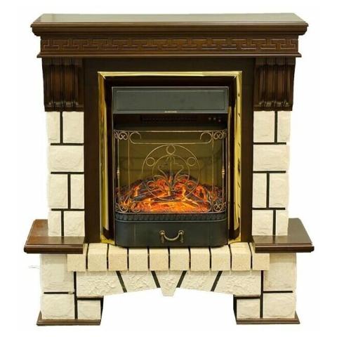 Fireplace Realflame Stone AO Majestic Lux Brass 