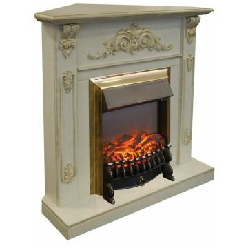 Fireplace Realflame Anita Corner WT Fobos Lux Brass 