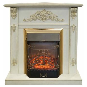 Fireplace Realflame Anita Corner WT Majestic Lux Brass 