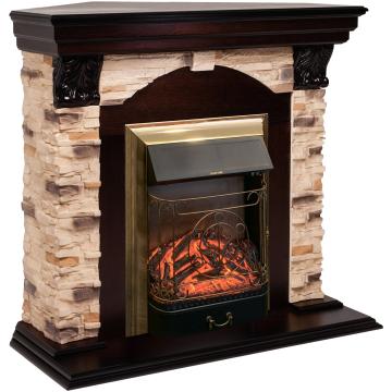 Fireplace Realflame Dublin Rock Corner AO с Majestic Lux brass S 