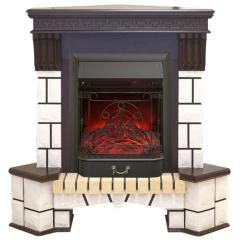 Fireplace Realflame Stone Corner AO с Majestic Lux