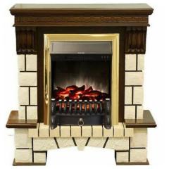 Fireplace Realflame Stone Fobos Lux Brass