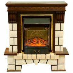 Fireplace Realflame Stone Majestic Lux Brass