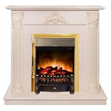 Fireplace Realflame Stefania WT бежевая с Fobos s Lux золотой 