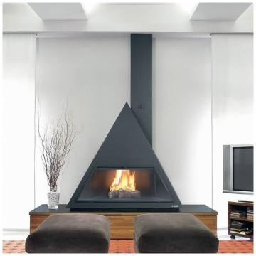 Fireplace Traforart Bilbao со стеклом труба справа черный 